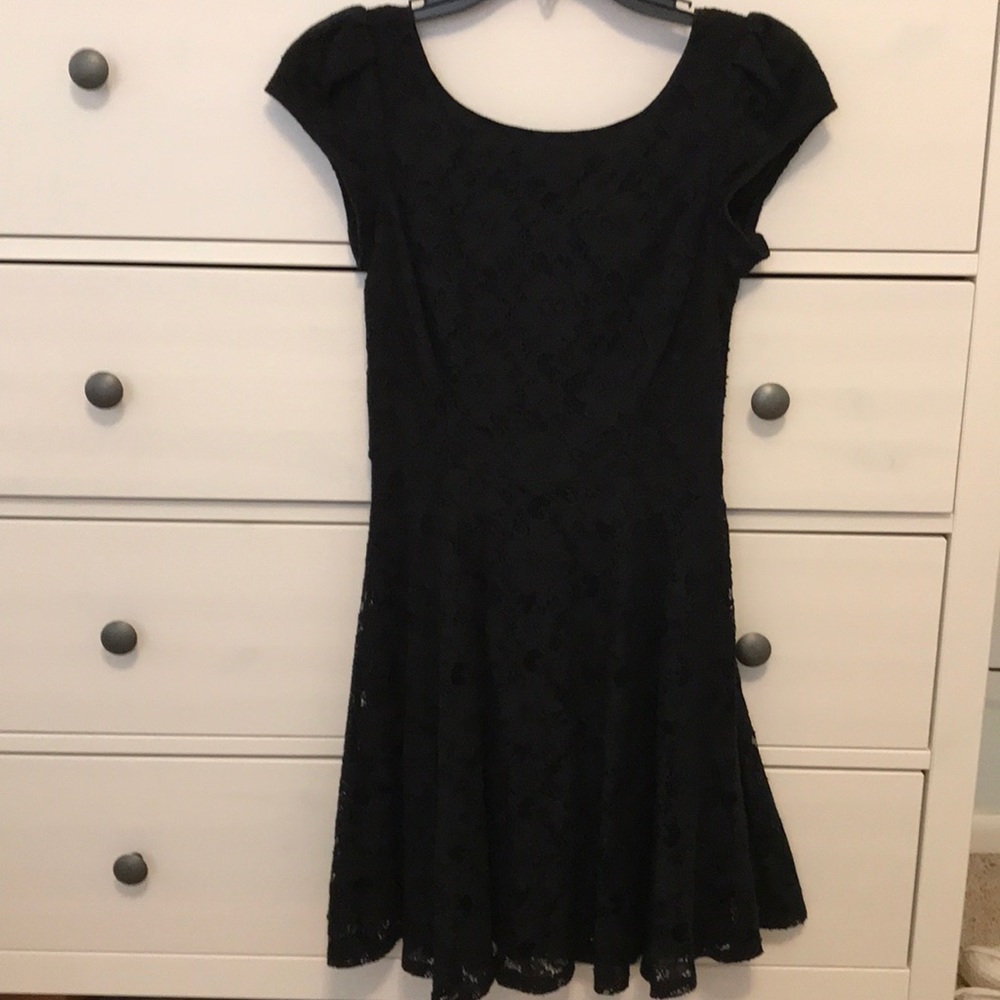 Black lace skater style mini dress